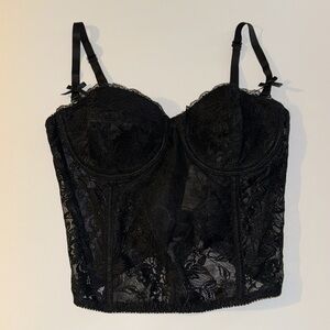 🆕 Black Lace Bustier Corset Top - Bows Bra Top - Hot Topic Women Large Lingerie